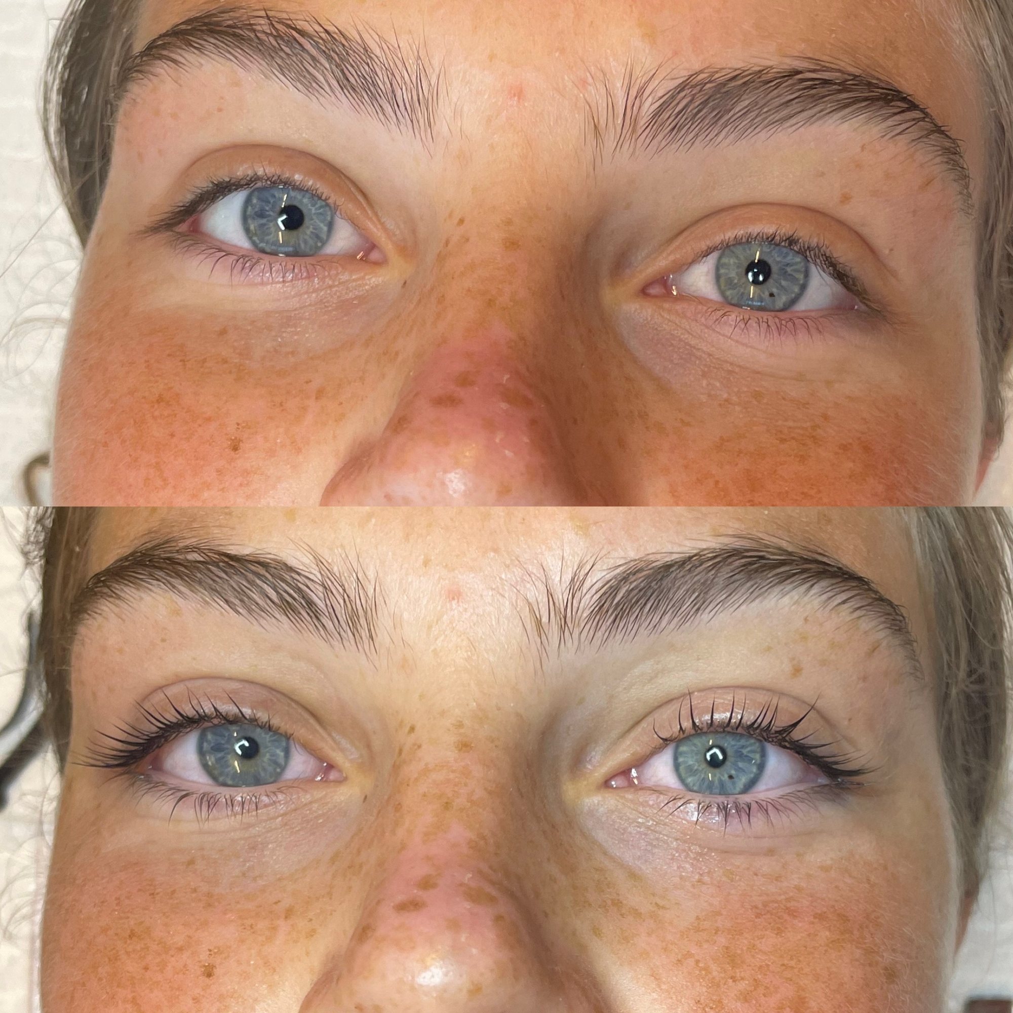 Lash lift f&oslash;r og efter &mdash; kunde hos The Wellness Alchymist