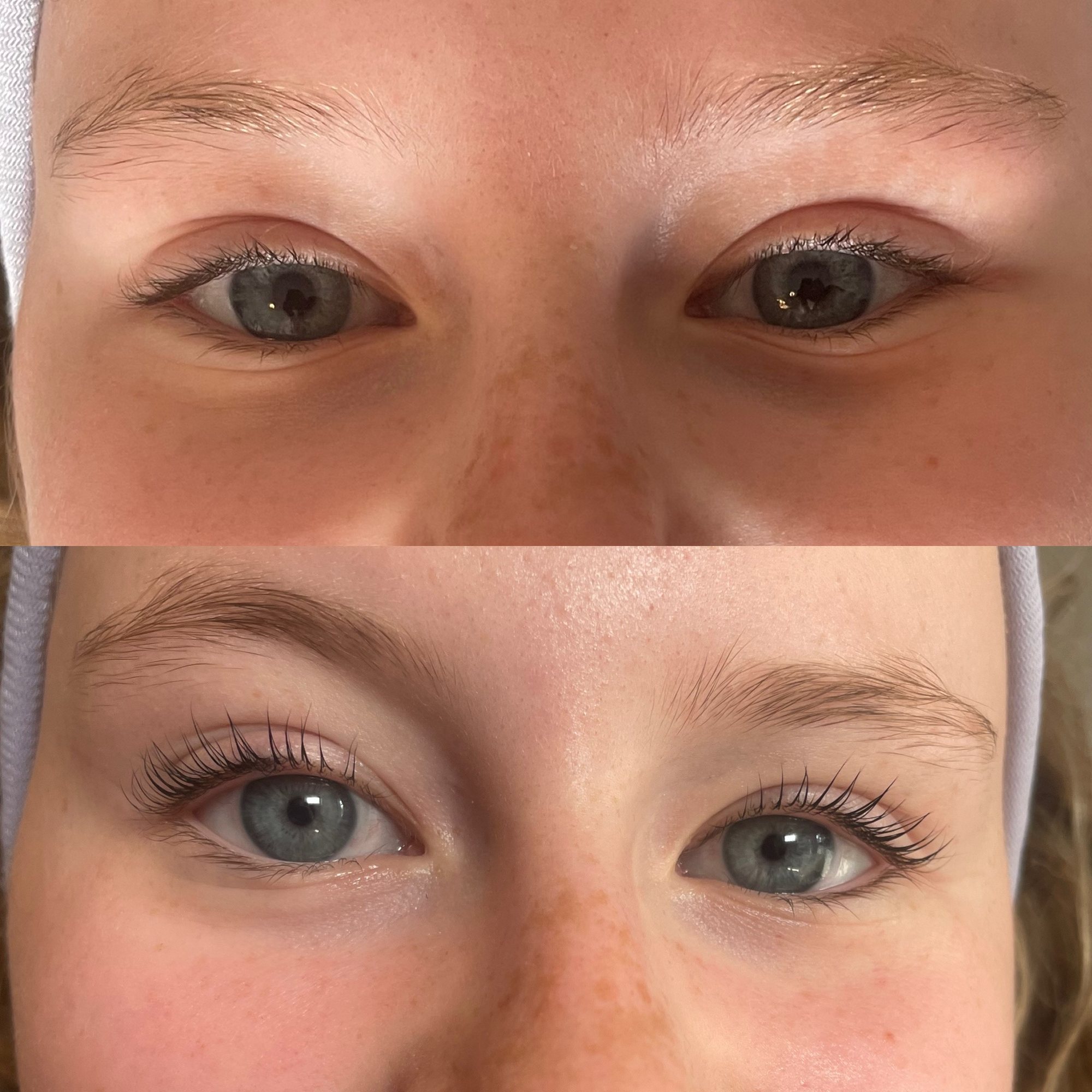 Lash lift f&oslash;r og efter &mdash; naturligt resultat
